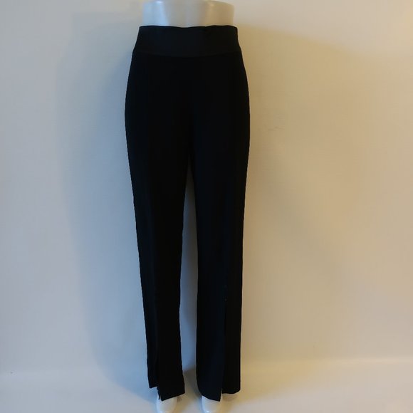 Womens Jonathan Simkhai Black High Waist Flat Front Flared Slit Crepe Pants 8 * - Picture 2 of 15